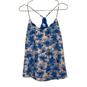 J.Crew Factory Women’s Scalloped Neckline Blue Floral Dressy Tank Top Size 4